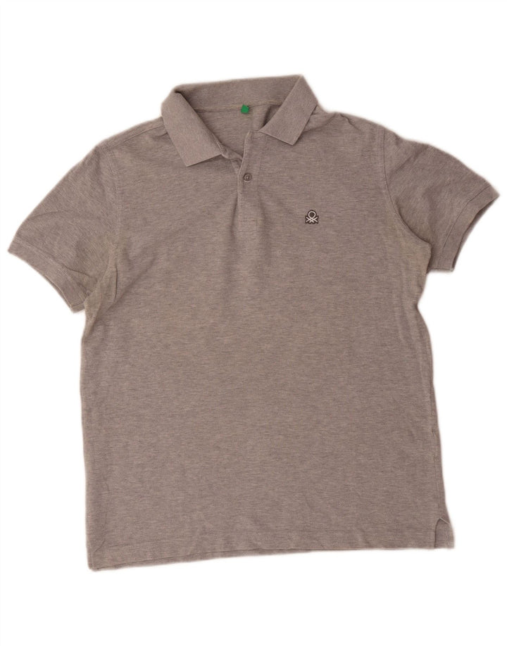 Benetton Herren Poloshirt Mittelgrau meliert