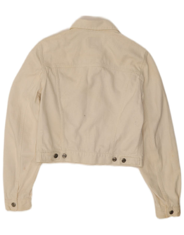 Gas Damen Crop Cordjacke UK 16 Large Off White Cotton