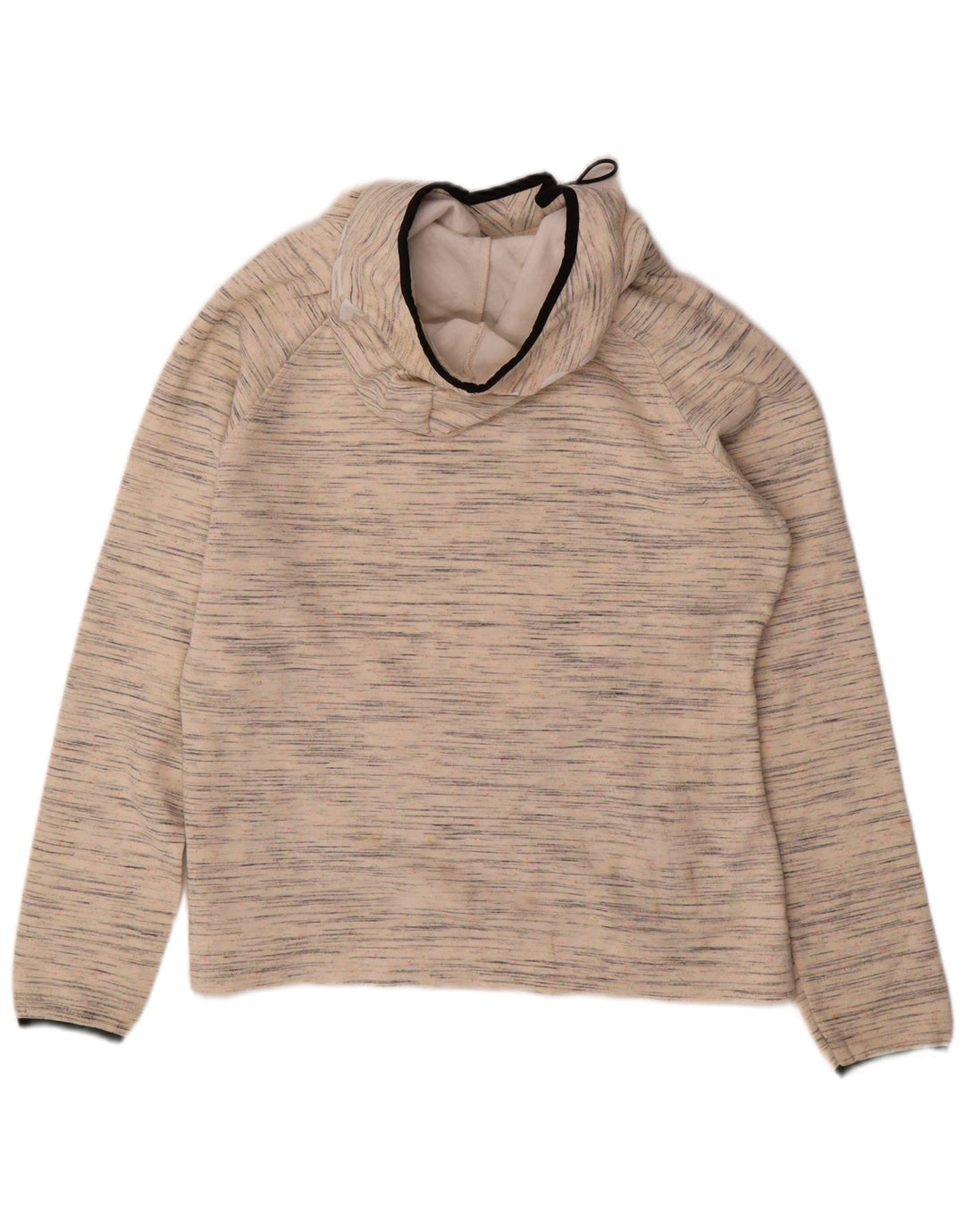SUPERDRY Damen-Kapuzenpullover, UK-Größe 46, Größe L, cremefarbene gesprenkelte Baumwolle
