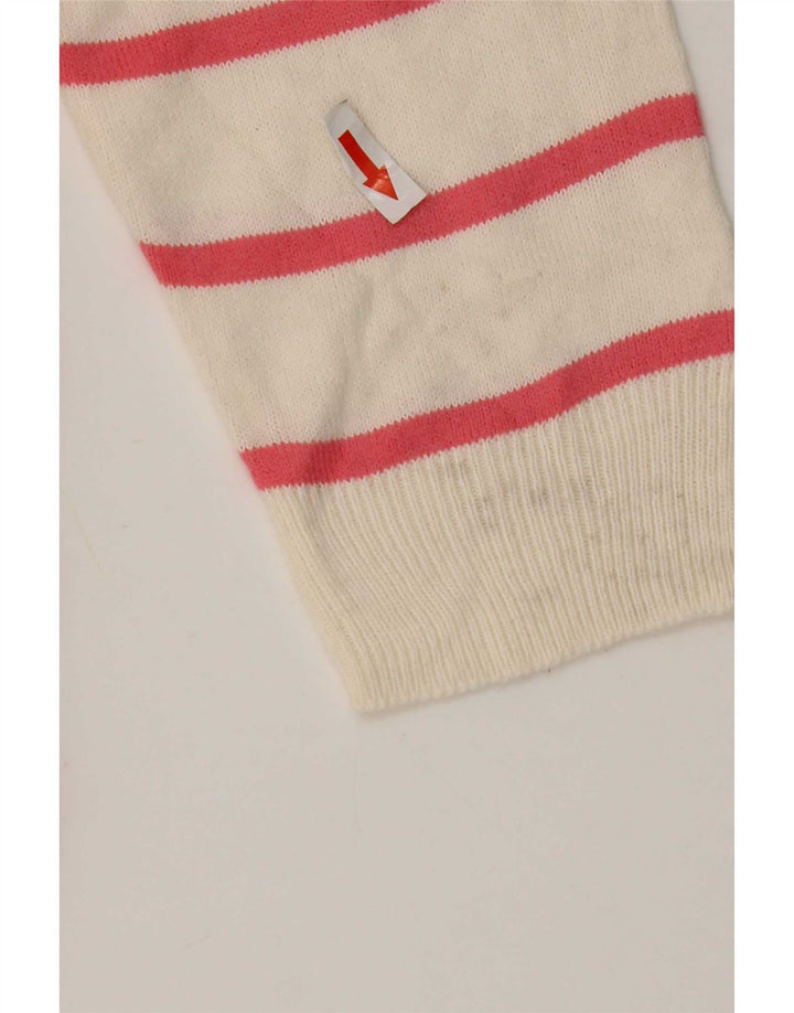 Marks & Spencer Damen-Pullover mit V-Ausschnitt, Gr. 14, Mittelrosa gestreift