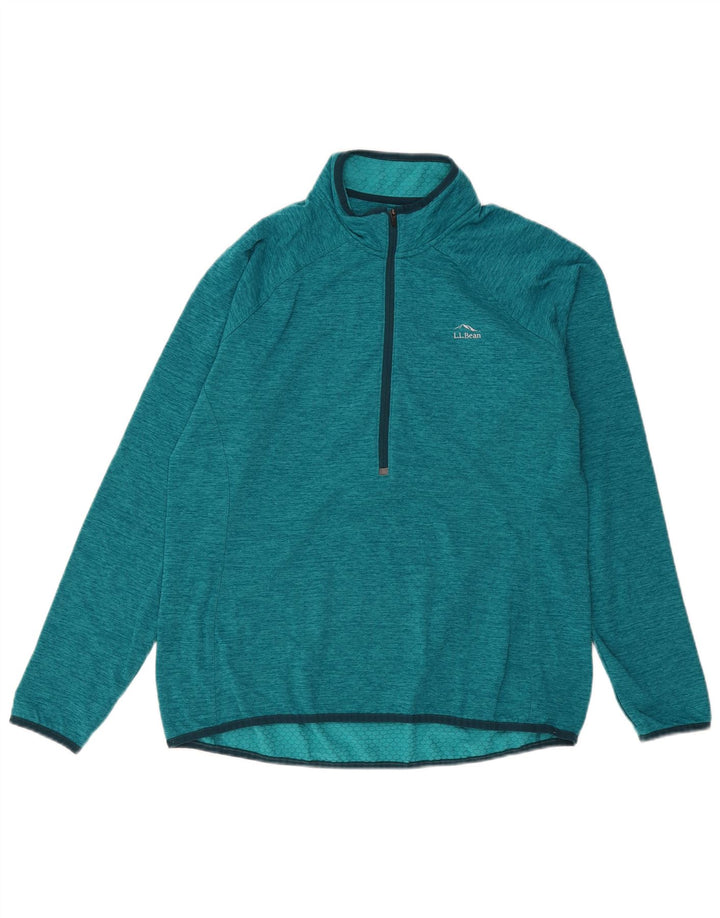 L.L.Bean Damen-Pullover-Trainingsanzugoberteil mit Reißverschluss am Hals, Gr. 16, Größe L, grün, Polyester