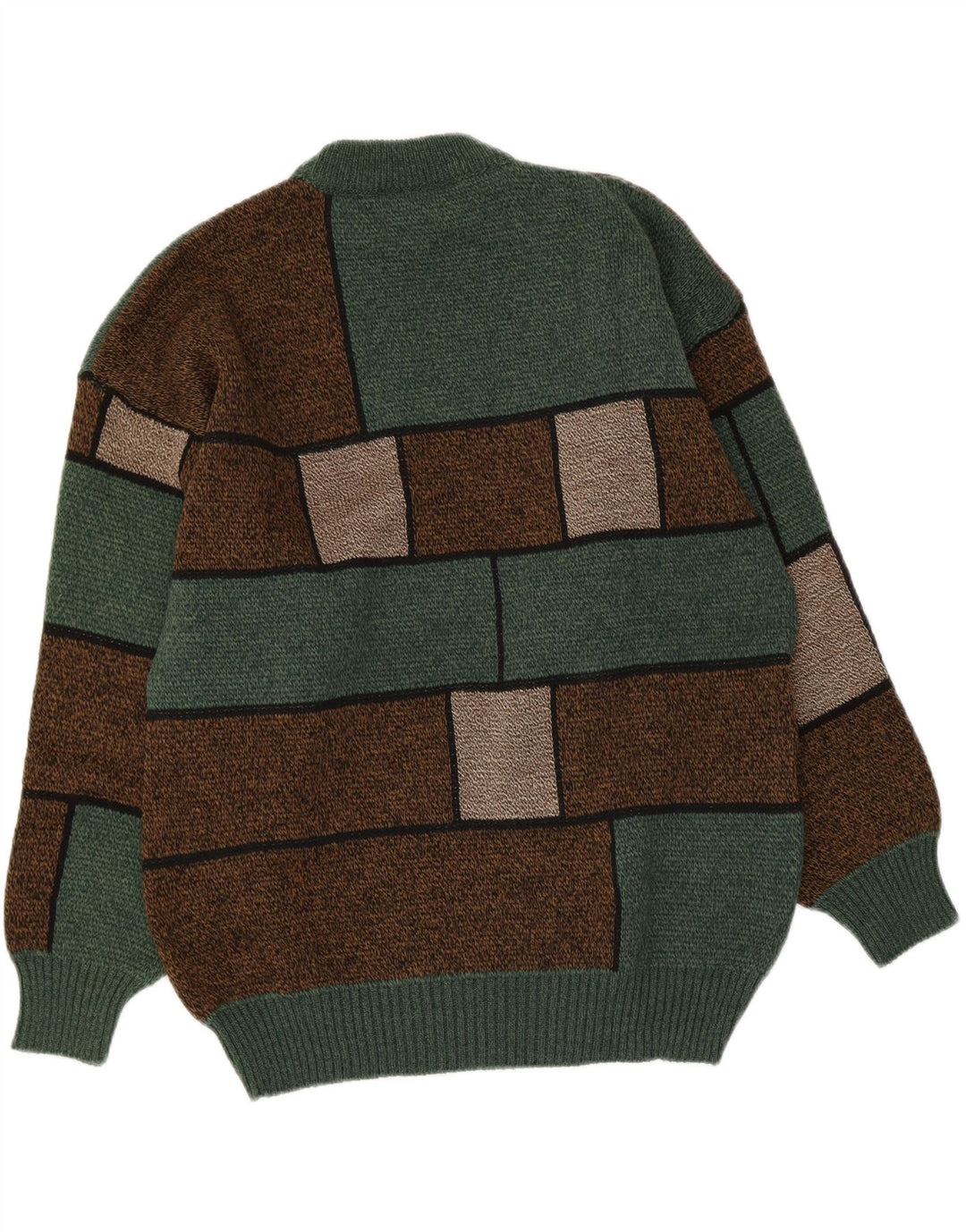 Vintage Herren-Pullover mit Rollkragen, Mittelgrün, Farbblock