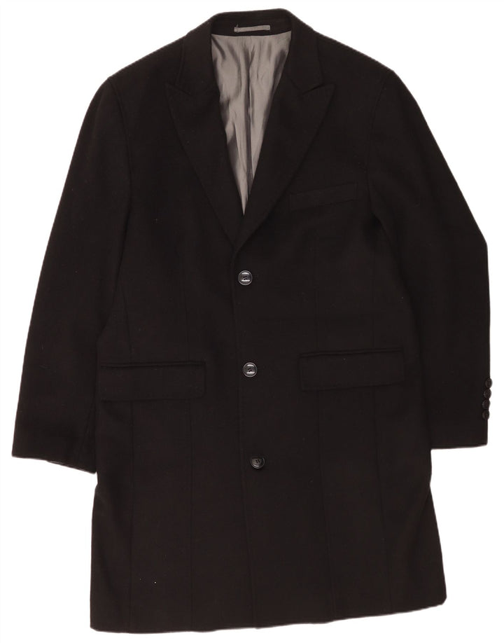 Pierre Cardin Herren-Mantel mit normaler Passform, UK 42, XL, schwarze Wolle, klassisch