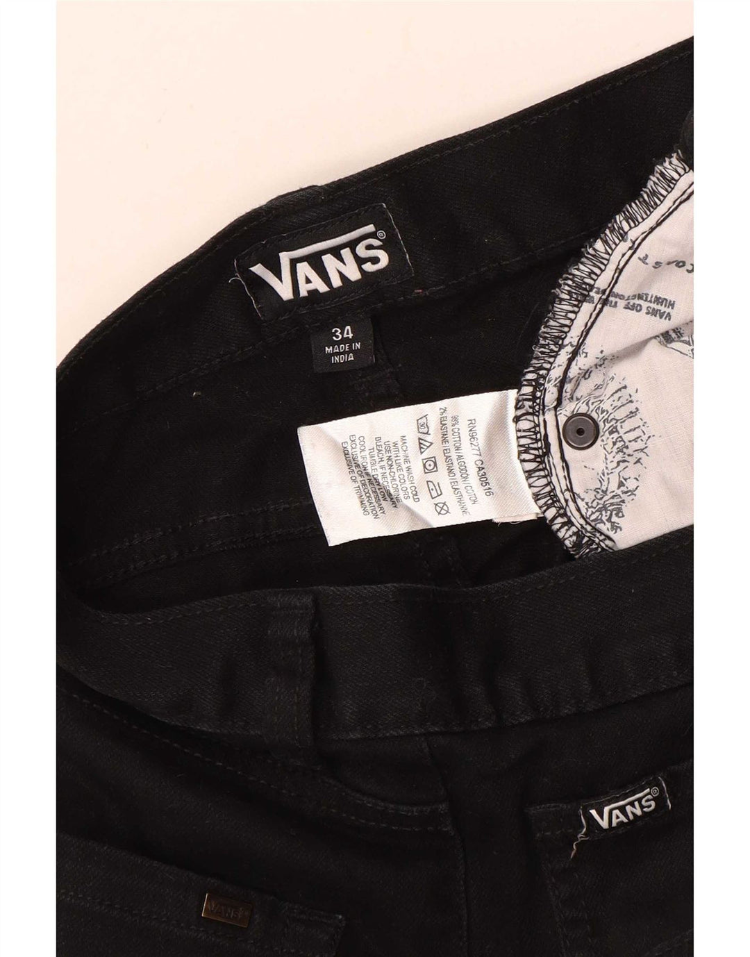 Vans Herren Slim Jeans W34 L32 Schwarze Baumwolle