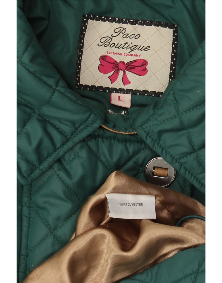 Paco Boutique Damen Stepp-Windbreaker-Mantel UK 16 Large Grün Polyester