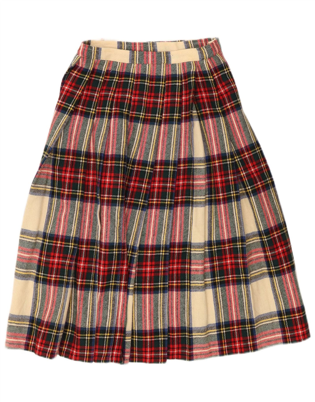 VINTAGE Damen Wickelrock W24 XS Mehrfarbig karierte Wolle