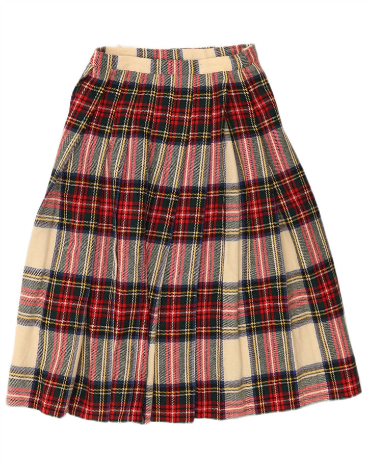 VINTAGE Damen Wickelrock W24 XS Mehrfarbig karierte Wolle