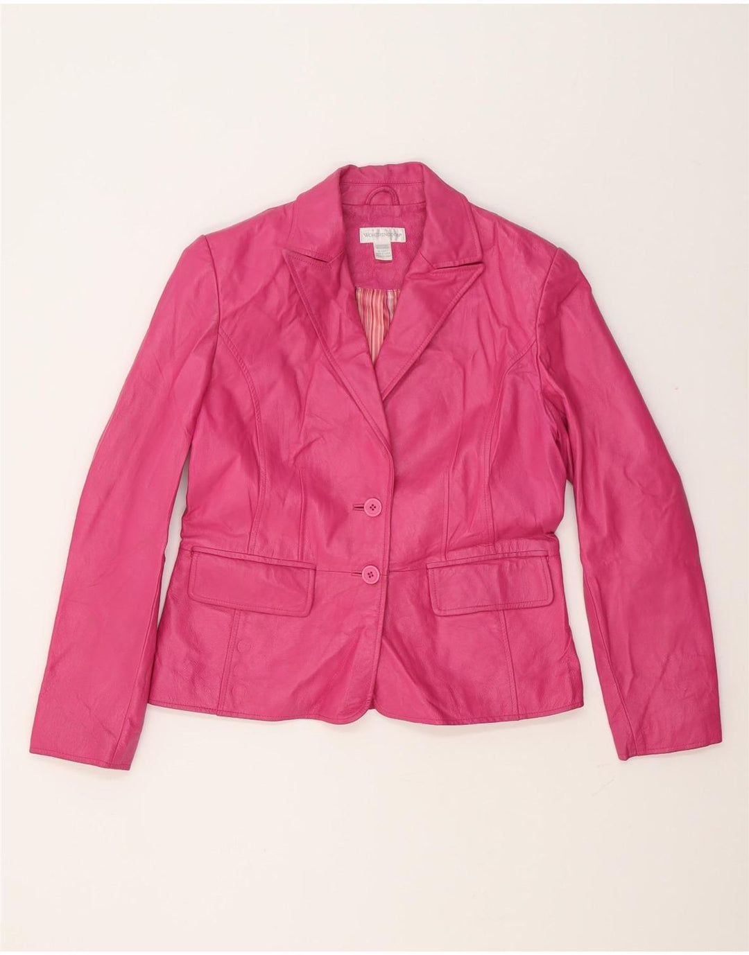 Worthington Damen 2-Knopf-Lederblazerjacke UK 12 Mittelrosa Leder