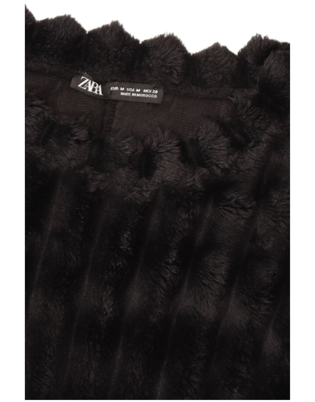 ZARA Damen Crop Fleece Pullover UK 14 Medium Schwarz