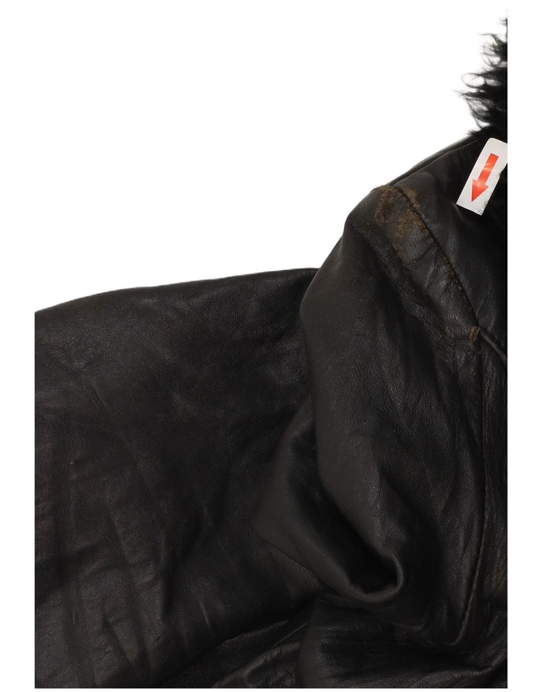 Vintage Damen Ledermantel UK 8 Small Schwarz