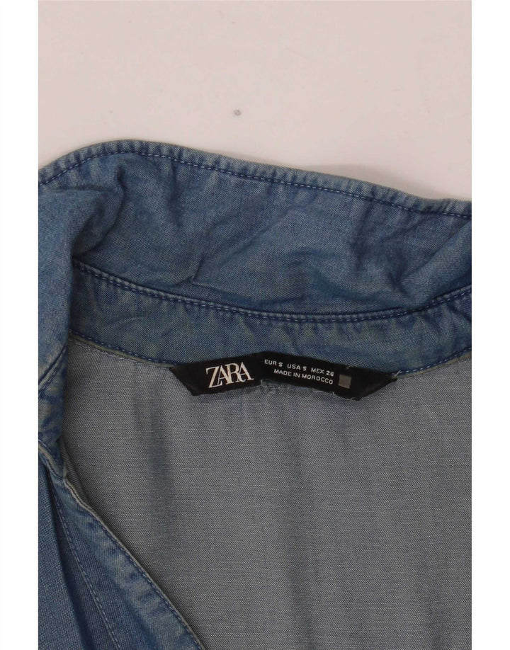 Zara Damen Übergroßes Hemd UK 10 Small Blau