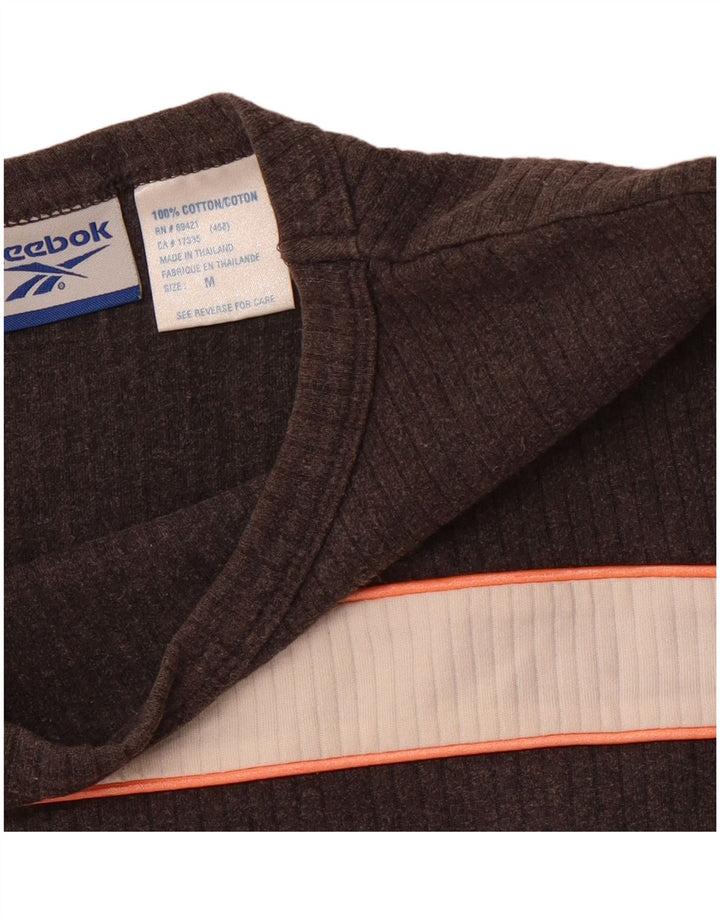 REEBOK Damen T-Shirt Top UK 12 Mittelgraue Colourblock-Baumwolle