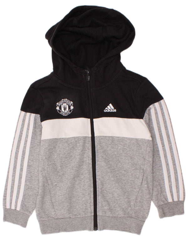 Adidas Jungen Manchester United Kapuzenpullover mit Reißverschluss, 6–7 Jahre, Grau, Farbblock