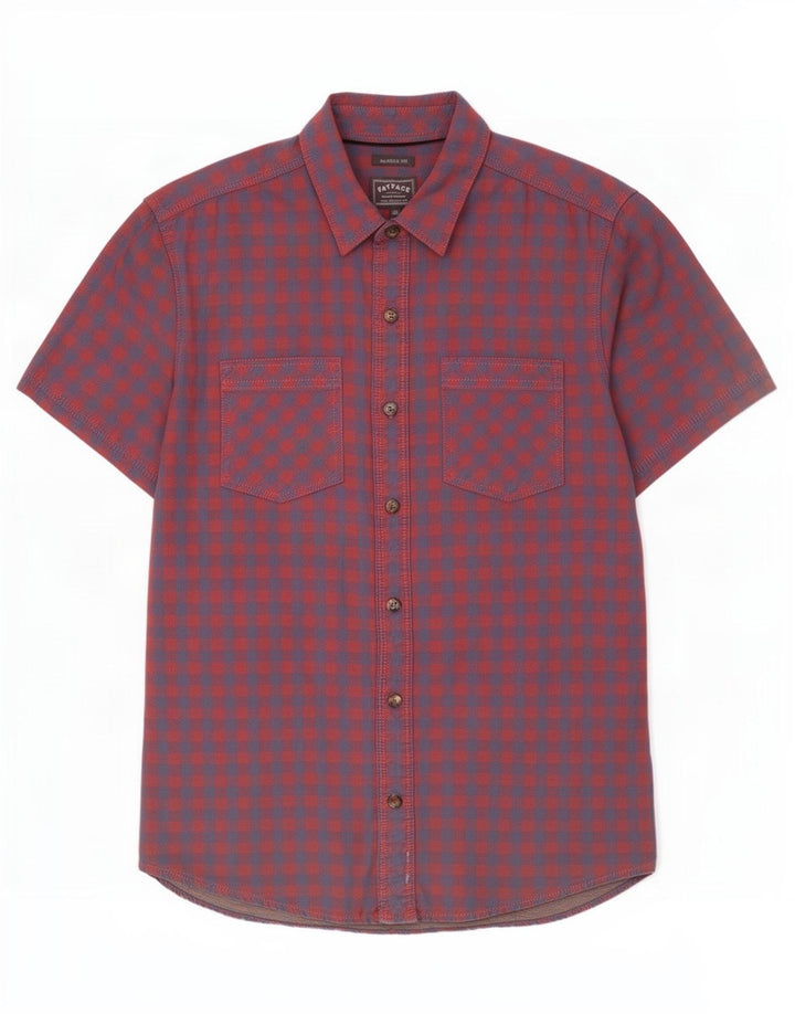 Fat Face Herren-Kurzarmhemd mit klassischer Passform, mittelrote Gingham-Baumwolle