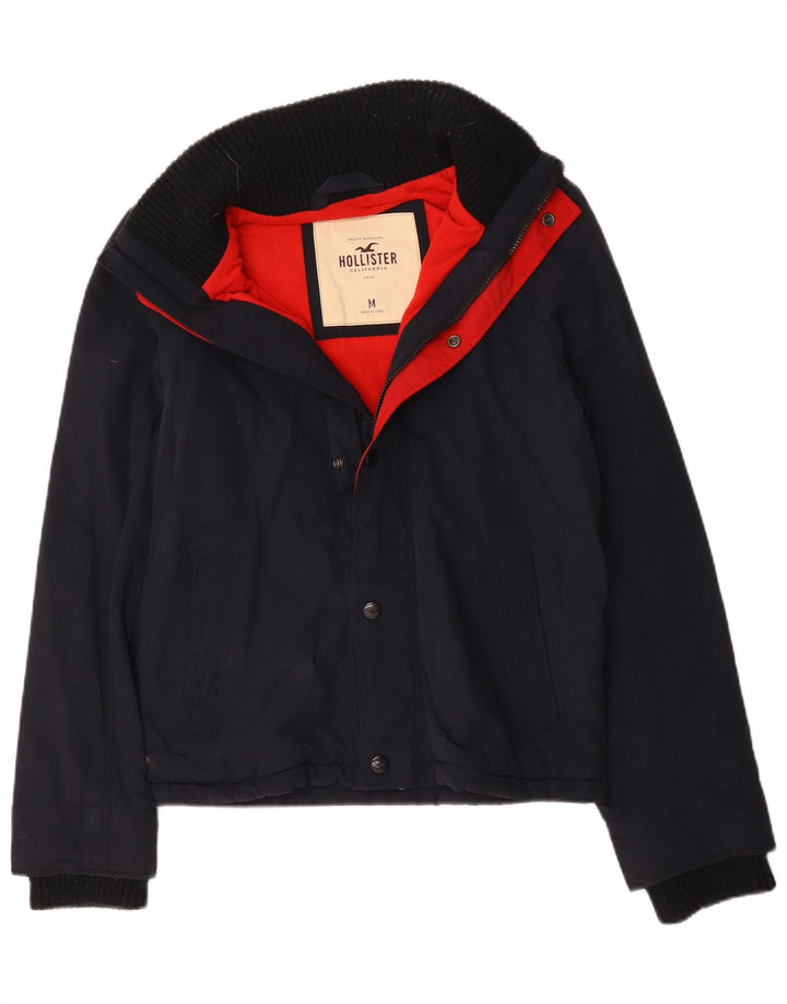 Hollister Herren-Windbreaker-Jacke UK 38 Mittelmarineblaues Polyester