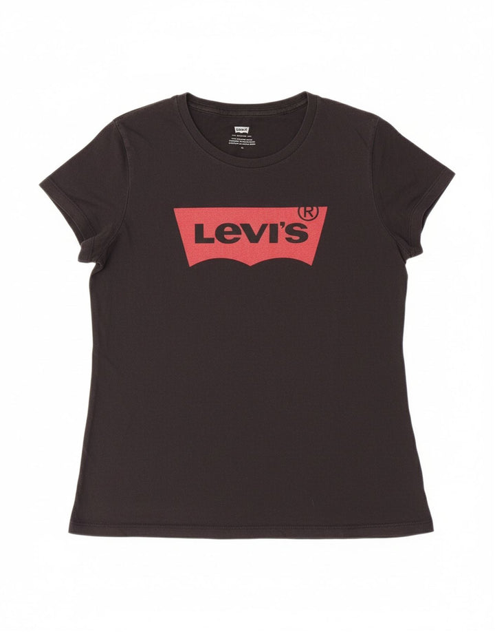 LEVI'S Womens Graphic T-Shirt Top UK 14 Medium Black Cotton