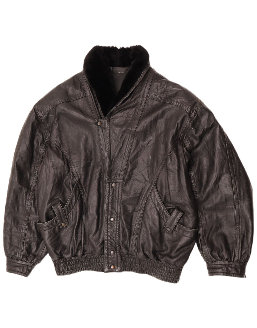 Vintage Herren Lederjacke UK 42 XL Schwarzes Leder