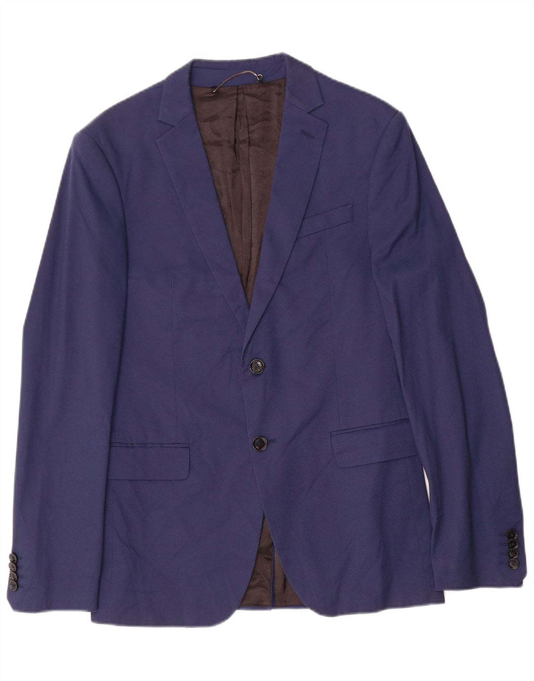 Zara Herren-Blazer mit 2 Knöpfen, EU 48, mittelmarineblaue Baumwolle