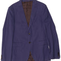 Zara Herren-Blazer mit 2 Knöpfen, EU 48, mittelmarineblaue Baumwolle