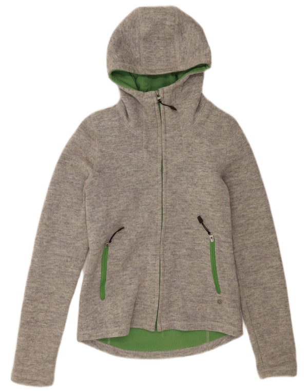 Bench Damen-Strick-Bomberjacke mit Kapuze, UK 12, mittelgraues Acryl