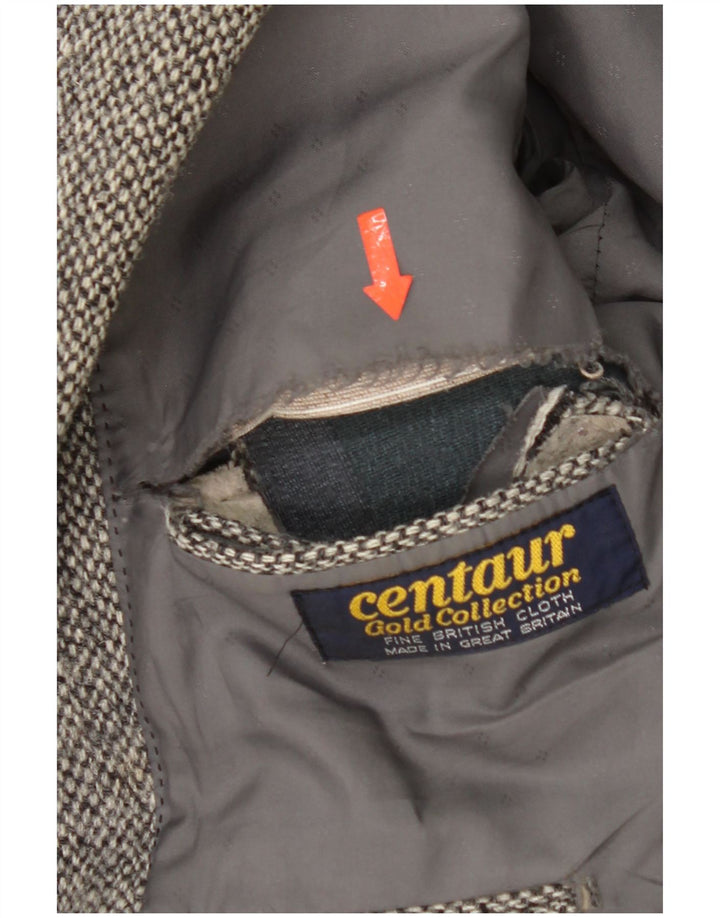 Centaur Herren Harris Tweed Blazer Jacke UK 38 Mittelgraues Fischgrätenmuster