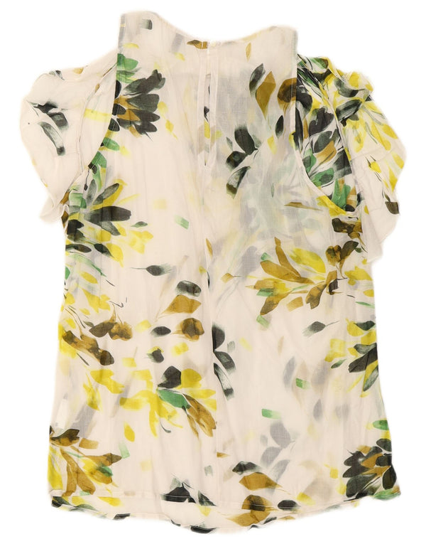 Benetton Womens See Through Sleeveless Blouse Top UK 4 XS White Floral