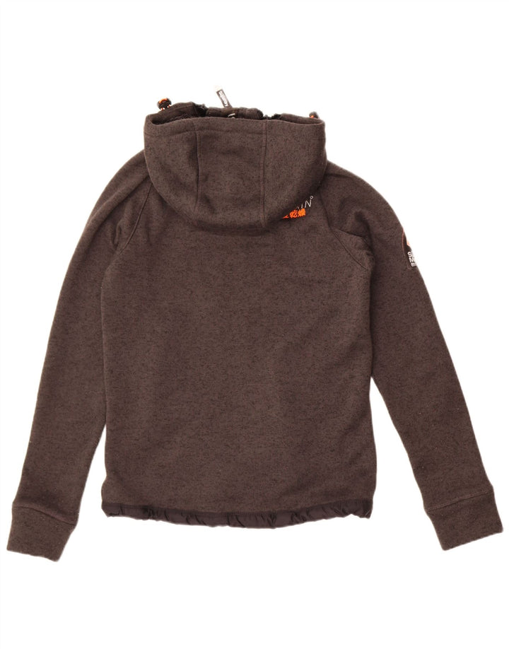 Superdry Herren-Bomberjacke mit Kapuze, UK 36, Größe S, grau geflecktes Polyester