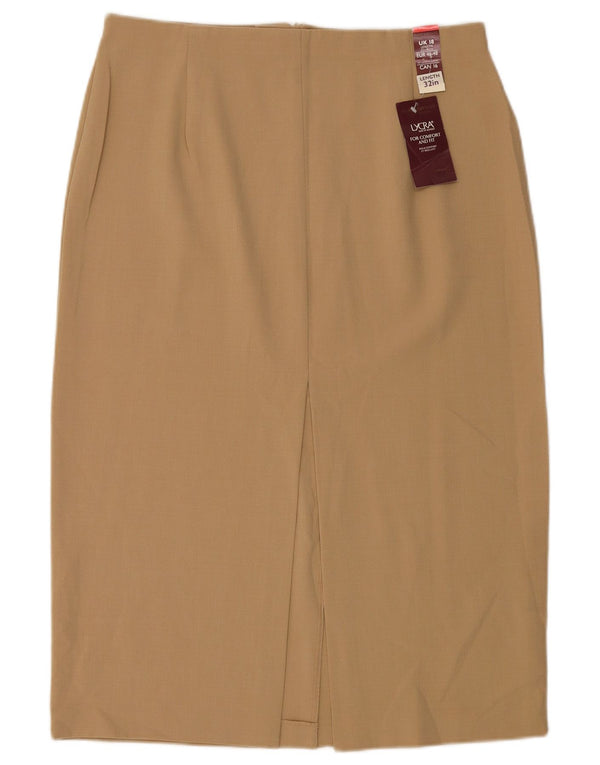 Marks & Spencer Damen Bleistiftrock UK 18 XL W34 Beige Polyester
