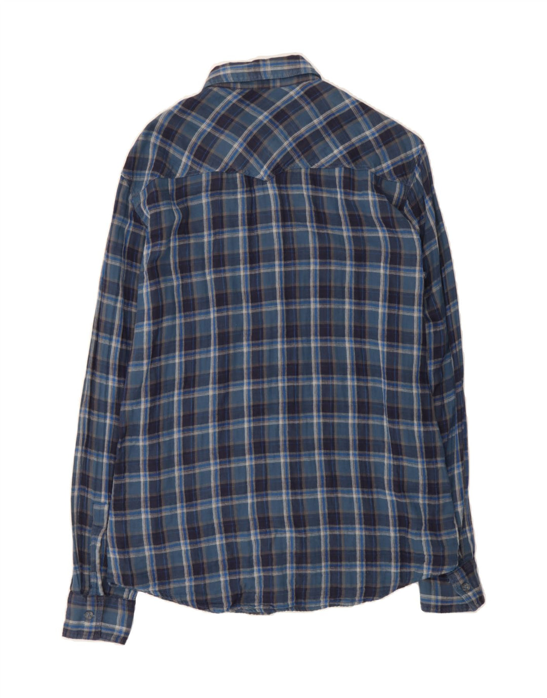 BENETTON Mens Flannel Shirt Large Blue Check Cotton Vintage Benetton and Second-Hand Benetton from Messina Hembry 