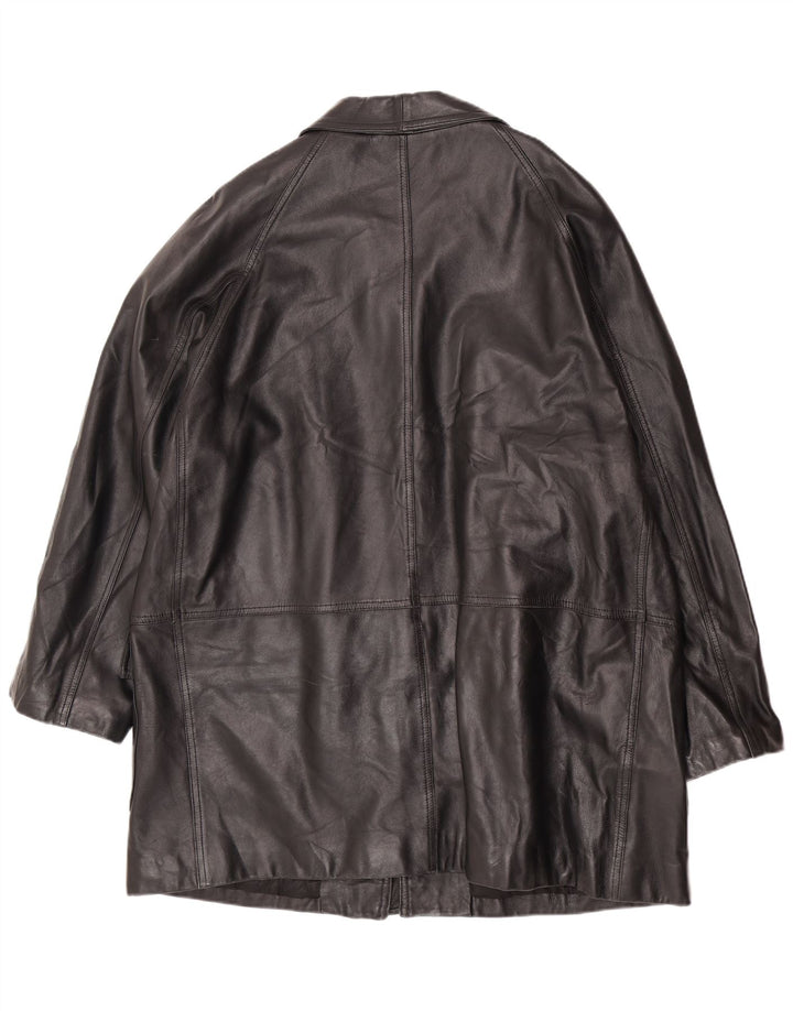 Vintage Herren Ledermantel UK 42 XL Schwarz