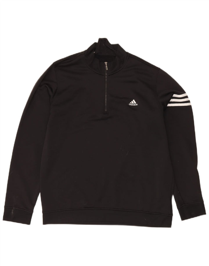 Adidas Herren Climalite Zip Neck Sweatshirt Pullover Large Schwarz Polyester