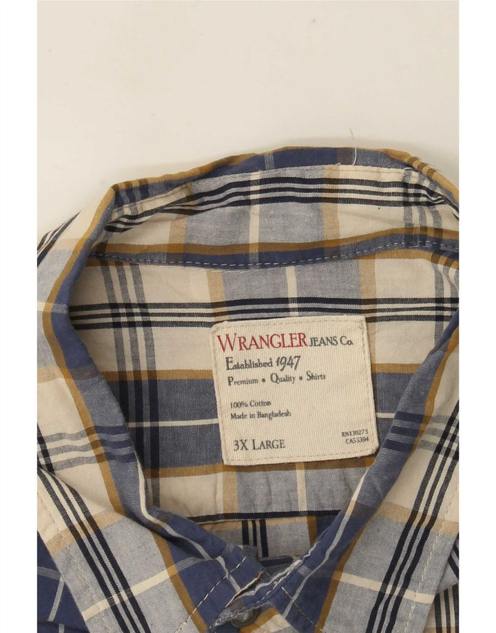 Wrangler Herrenhemd 3XL Marineblau kariert Baumwolle
