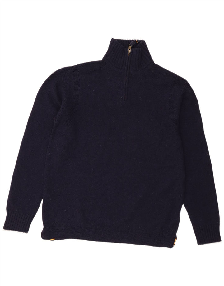 Boden Herren-Pullover mit Reißverschluss am Hals, groß, marineblaue Lammwolle