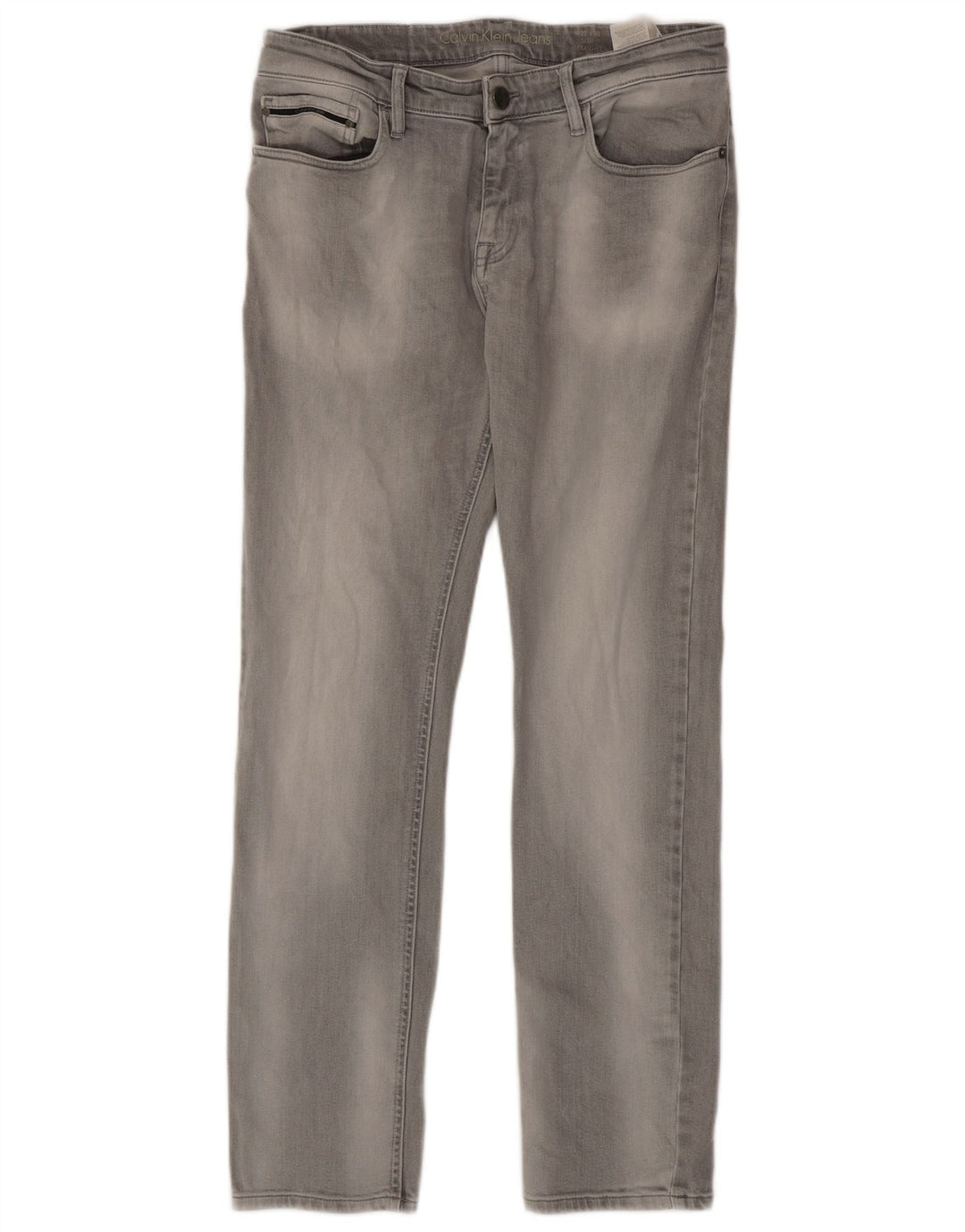 Calvin Klein Herren Slim Jeans W32 L32 Graue Baumwolle