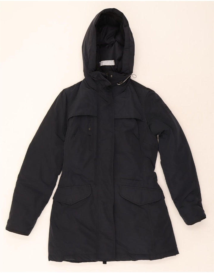 MURPHY & NYE Womens Chicago Ill Hooded Padded Coat UK 14 Medium Black Vintage Murphy & Nye and Second-Hand Murphy & Nye from Messina Hembry 