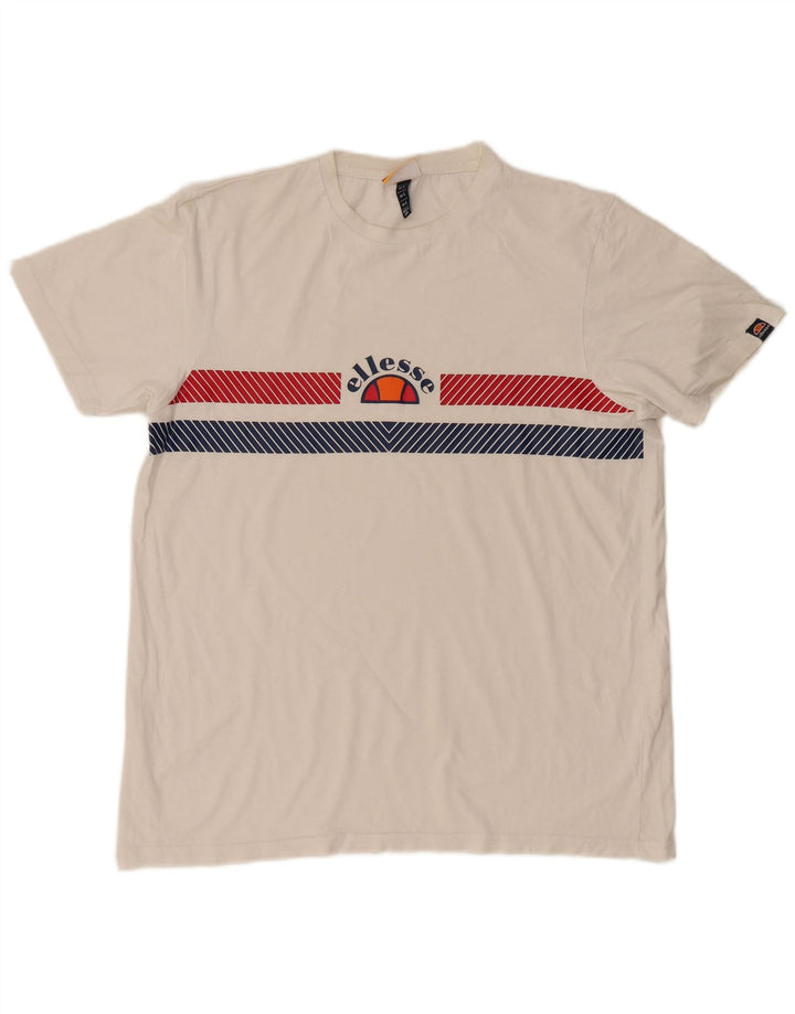 ELLESSE Herren T-Shirt Top Large Weiß Colourblock