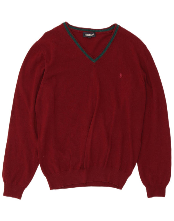 JECKERSON Herren-Pullover mit V-Ausschnitt, XL, rote Wolle