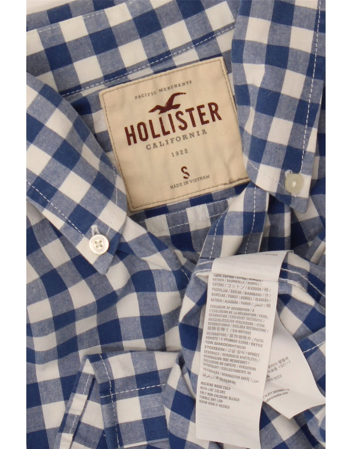 HOLLISTER Herrenhemd, klein, marineblau, Gingham-Baumwolle