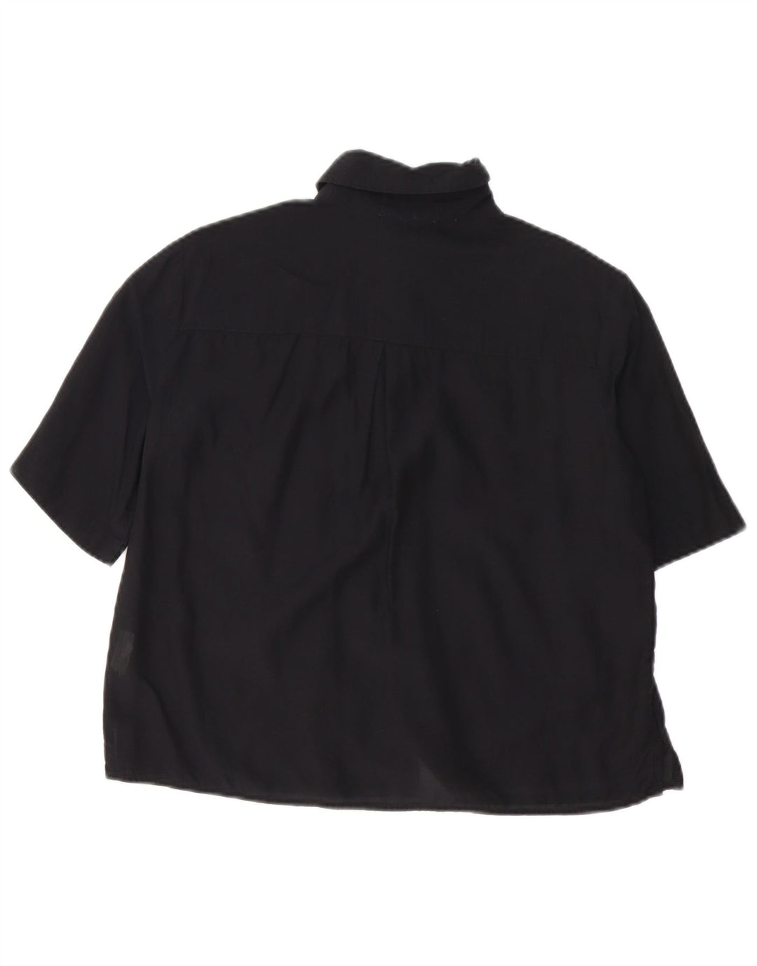 Benetton Damen-Kurzarm-Oversize-Hemd, Gr. 10, Größe S, Schwarz, Baumwolle