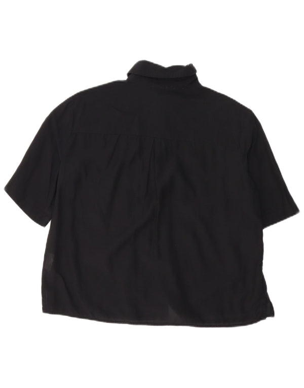 Benetton Damen-Kurzarm-Oversize-Hemd, Gr. 10, Größe S, Schwarz, Baumwolle