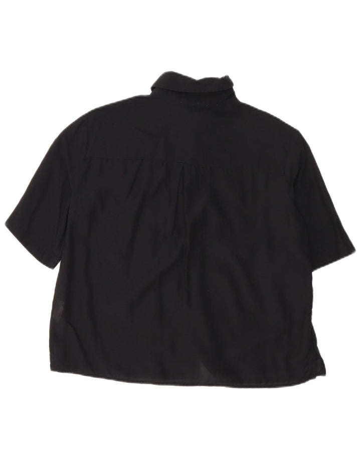 Benetton Damen-Kurzarm-Oversize-Hemd, Gr. 10, Größe S, Schwarz, Baumwolle