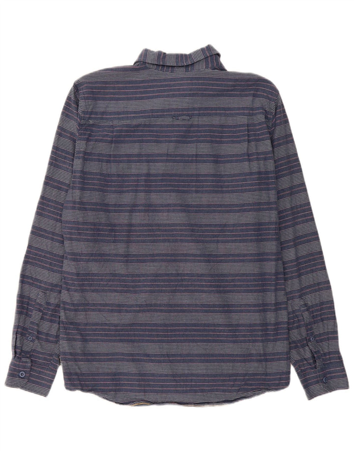 Hurley Herren-Flanellhemd mit klassischer Passform, mittelmarineblau, gestreift, Baumwolle