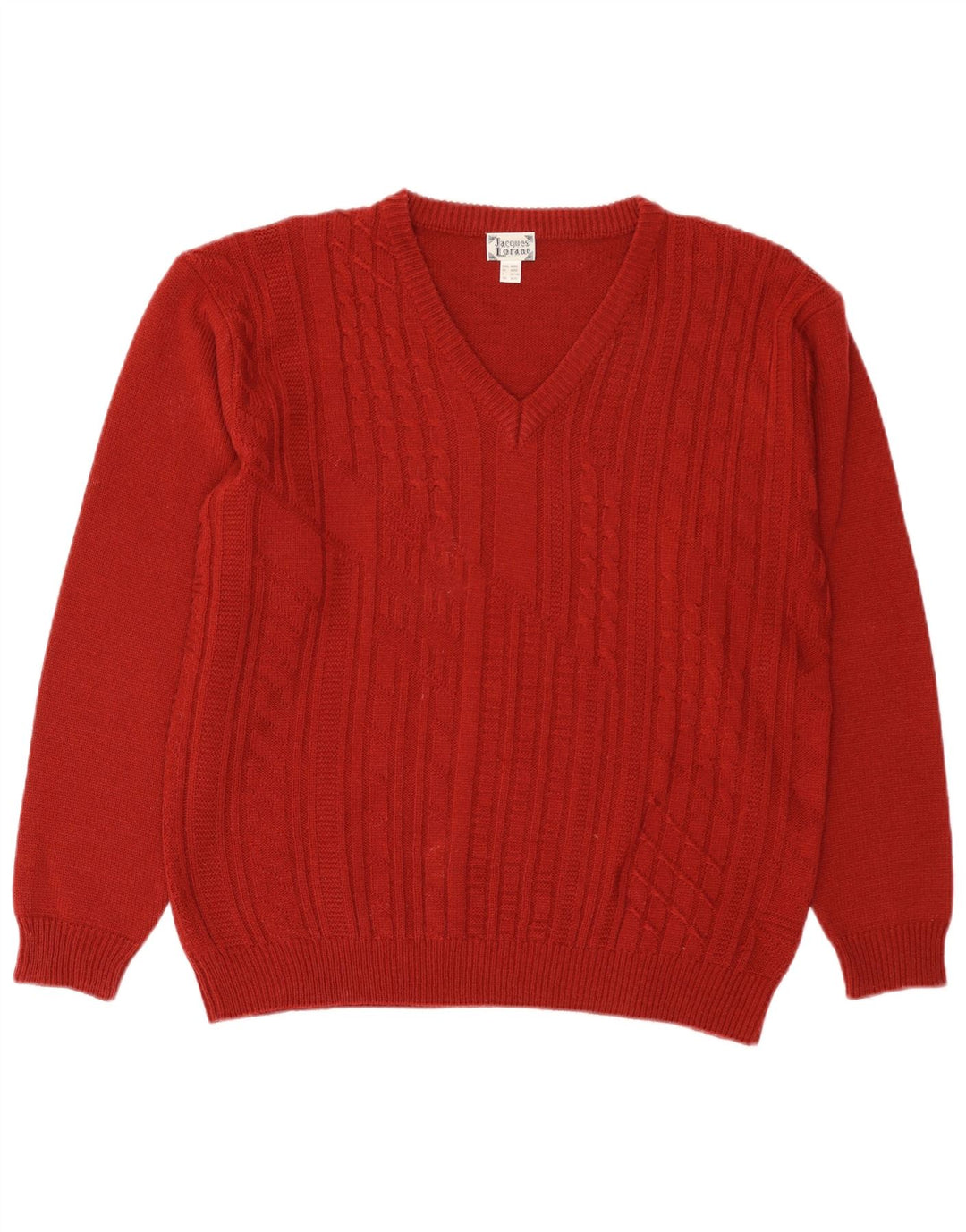 Jacques Lorant Herren-Pullover mit V-Ausschnitt, UK 38/40, mittelrot, Polyacryl