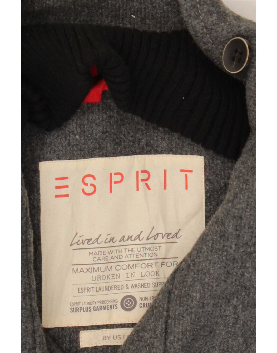 Esprit Herren Militärjacke UK 42 XL Graue Wolle