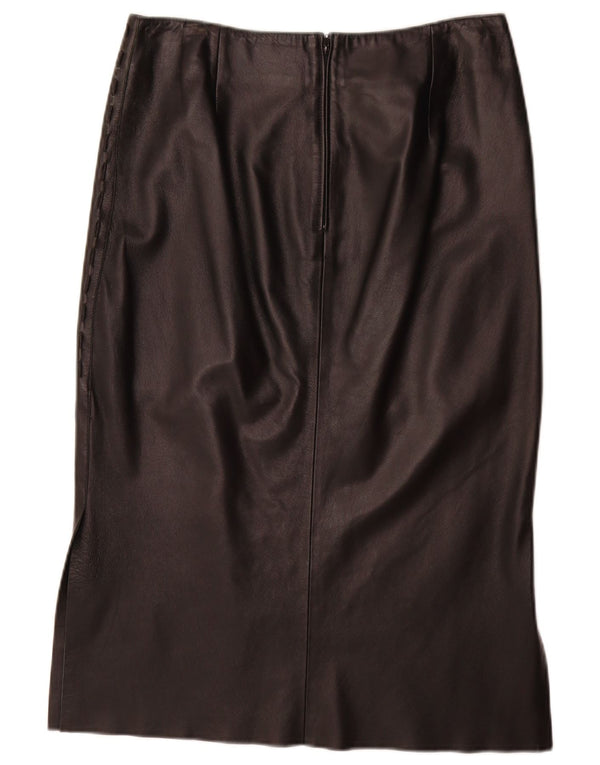 Vintage Damen High Waist Lederrock IT 48 XL W32 Schwarz