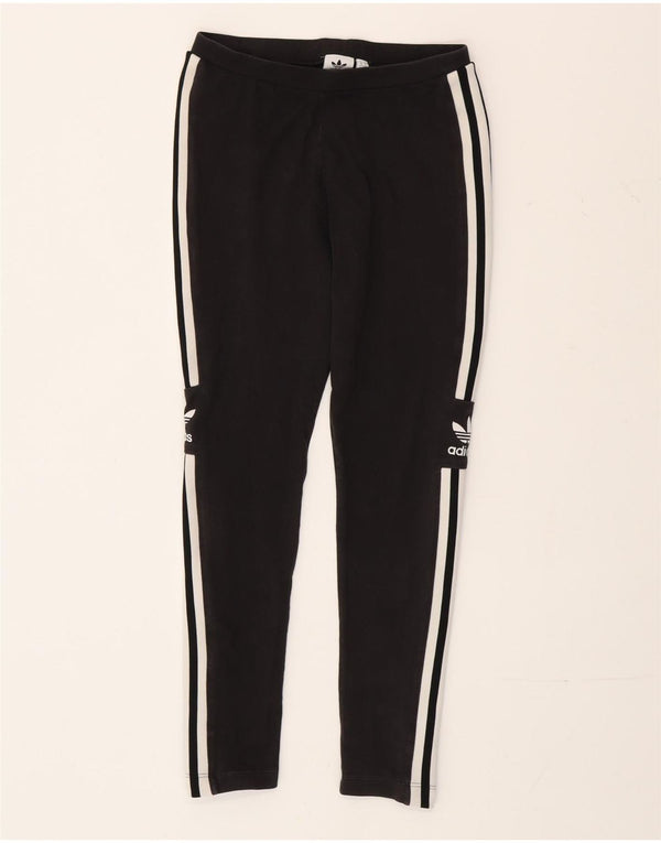 Adidas Damen Graphic Leggings UK 10 Small Schwarz Baumwolle