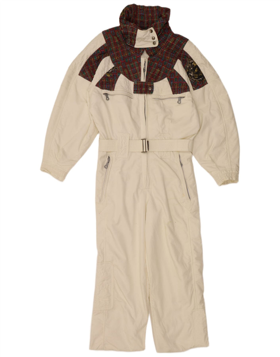 CHERVO Damen-Skioverall IT 42 Mittelweißes Karo-Polyamid