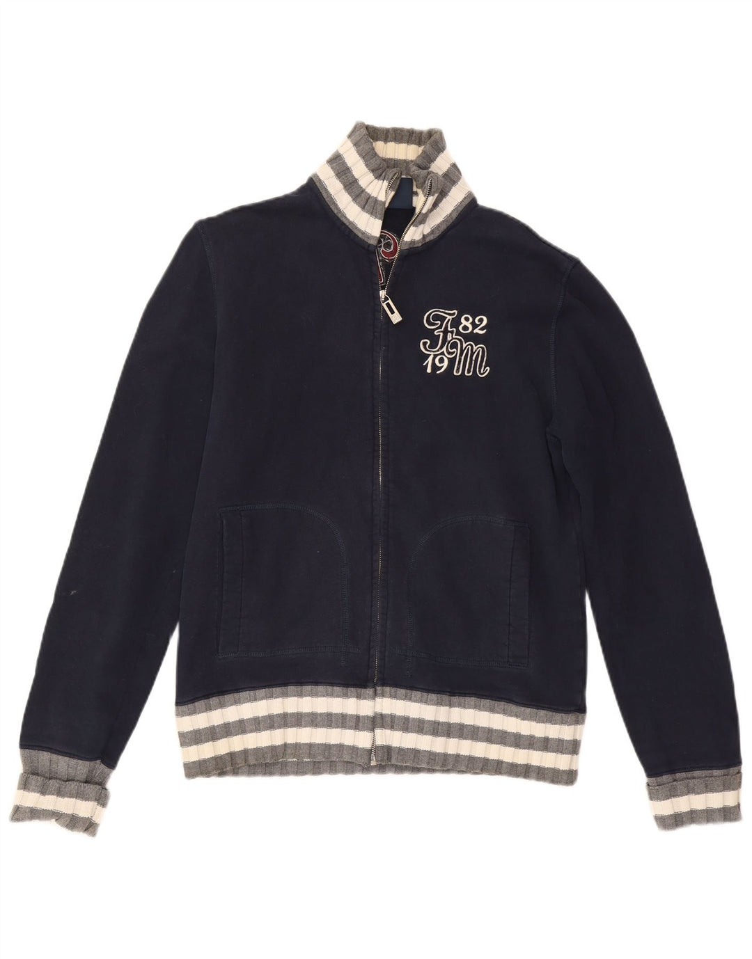 Fred Mello Herren-Cardigan mit Grafik, mittelgroß, Marineblau, Farbblock