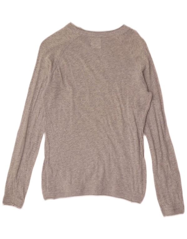 Zara Herren-Pullover mit U-Boot-Ausschnitt, klein, grau gefleckte Baumwolle