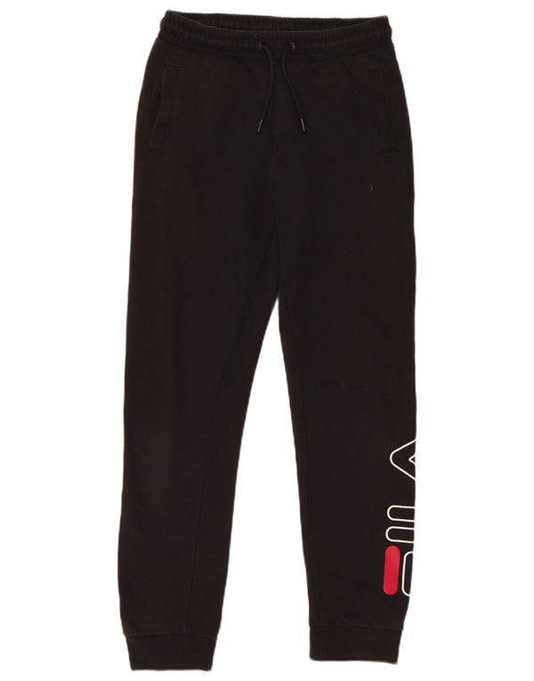 Fila Jungen-Trainingshose mit grafischem Muster, 11–12 Jahre, schwarze Baumwolle